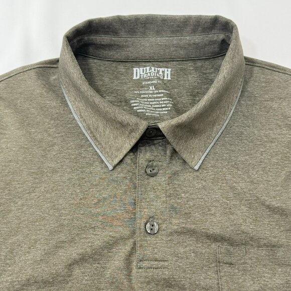Duluth Polo Golf Shirt Men Sz XL Pocket Casual Collar Button Summer Comfy Olive - Picture 4 of 8